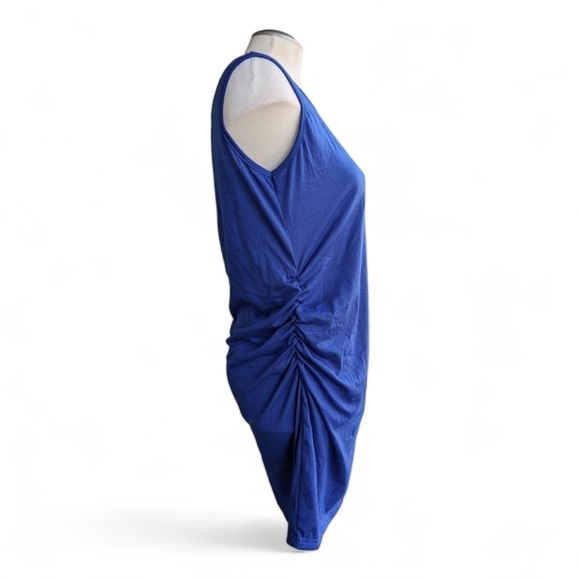 Royal Blue Rouched Side Sleeveless Maternity Top - Picture 2 of 6